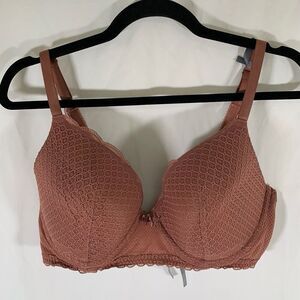 Aerie Bra Women's 36DDD Brown Red Lace Padded Underwired Hook Eye